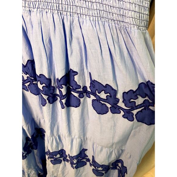 Oliphant Tuckernuck Tangier Blue Sleeveless Smocked Maxi Dress size XL - Picture 4 of 6